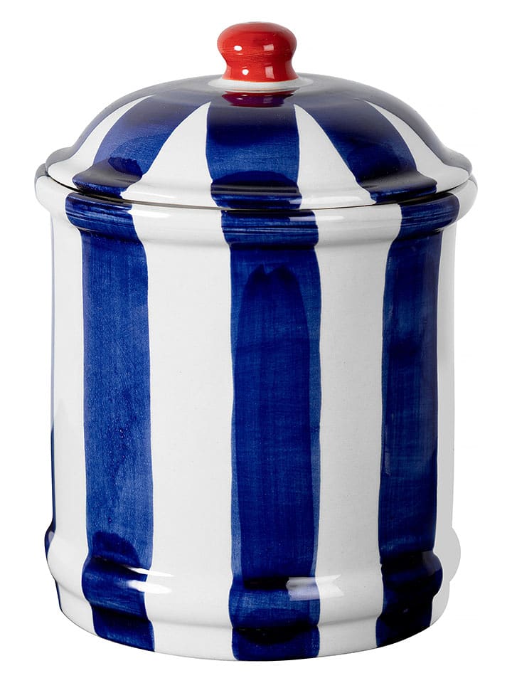 Madre Selva Pojemnik "Bonnie" w kolorze niebiesko-białym - wys. 20 x Ø 15 cm rozmiar: onesize