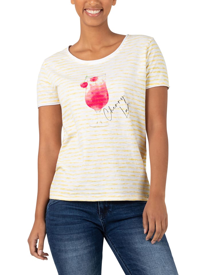 Timezone Koszulka w kolorze żółto-białym rozmiar: L