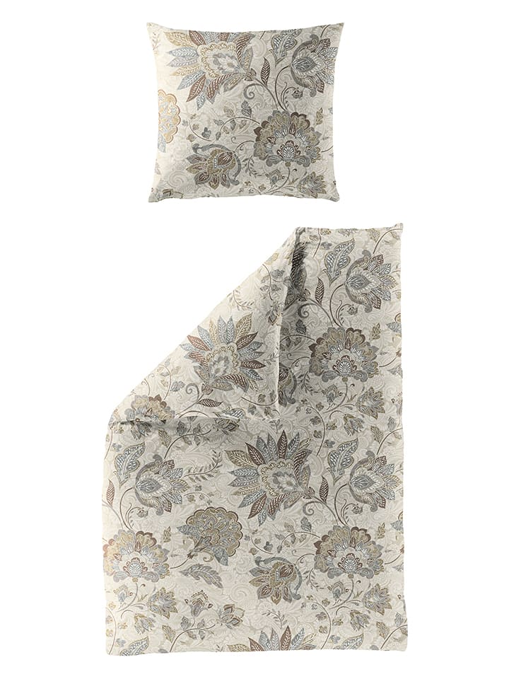 Bierbaum Komplet pościeli flanelowej w kolorze beżowym rozmiar: 135x200 cm