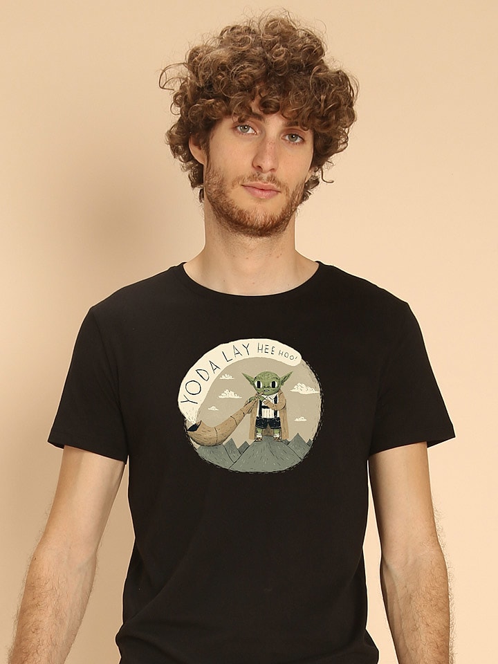 WOOOP Koszulka "Yoda Layheehoo" w kolorze czarnym rozmiar: L