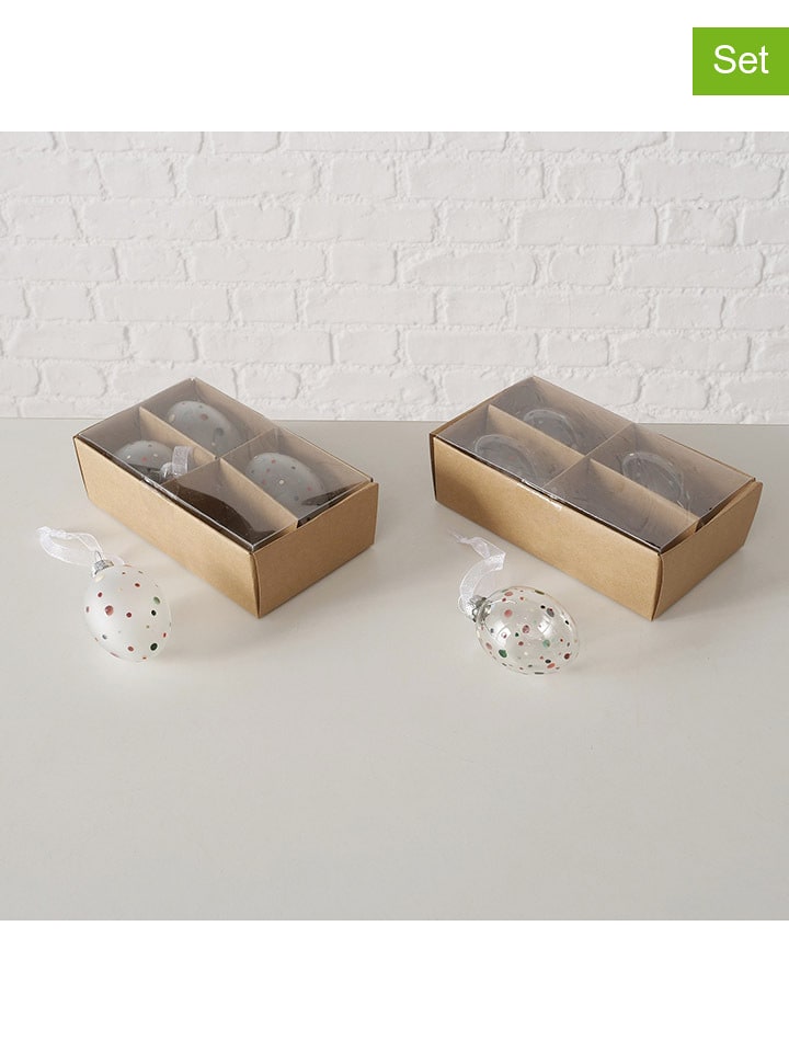 Boltze Dekoracyjne zawieszki (2 x 4 szt.) "Lavina" ze wzorem - wys. 6 cm rozmiar: onesize