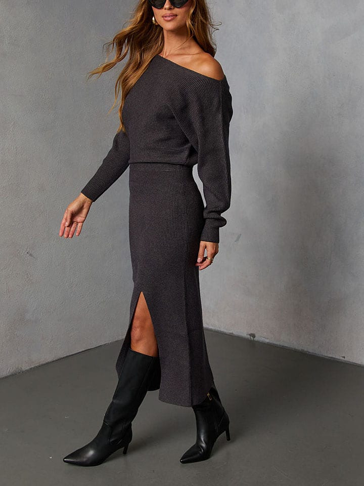 Milan Kiss Sukienka dzianinowa w kolorze antracytowym rozmiar: XL