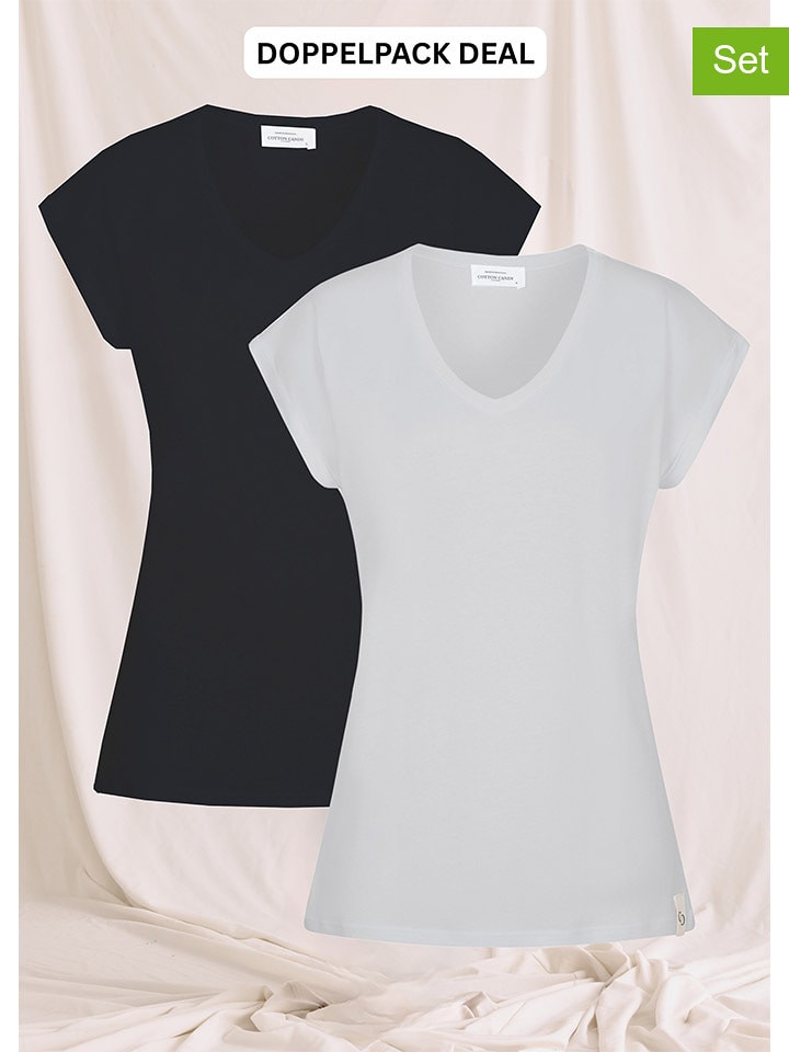 Cotton Candy Koszulki (2 szt.) "Deniz V" w kolorze jasnoszaro-czarnym rozmiar: L