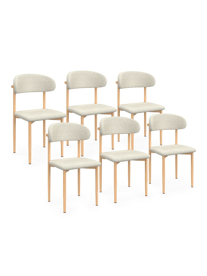 IDOMYA Factory Krzesła (6 szt.) "Callisto" w kolorze beżowym do jadalni - 48 x 80 x 47 cm rozmiar: onesize