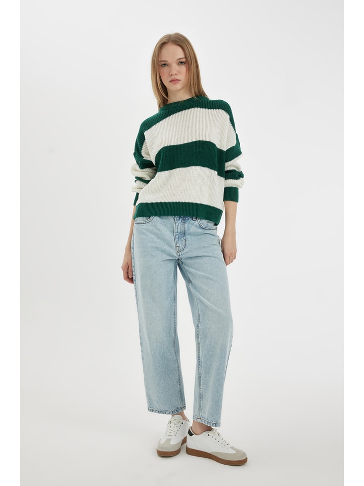 DeFacto Sweter w kolorze zielono-kremowym rozmiar: M