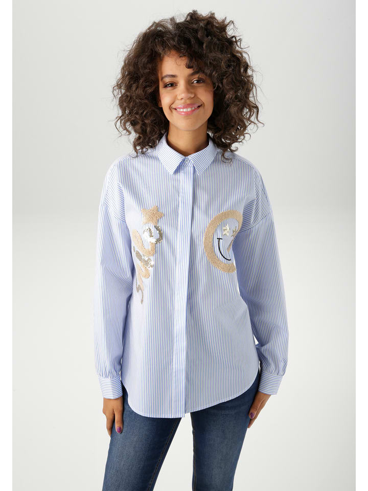 Aniston Koszula w kolorze błękitno-białym rozmiar: 42