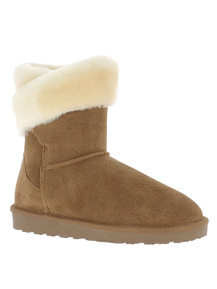 Gooce Skórzane kozaki zimowe "Beverly" w kolorze jasnobrązowym rozmiar: 37