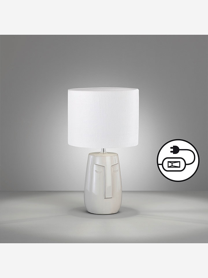 FISCHER & HONSEL Lampa stołowa "Face" w kolorze biało-beżowym - wys. 39 x Ø 22 cm rozmiar: onesize