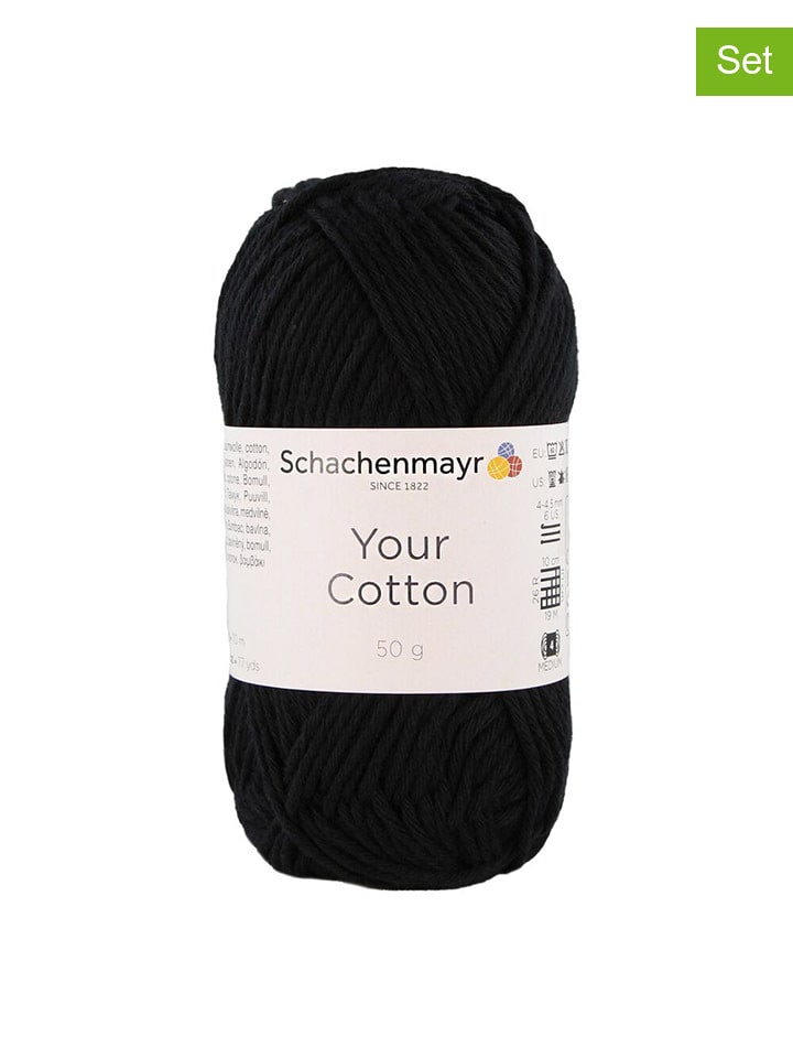 Schachenmayr since 1822 Przędza bawełniana (10 szt.) "Your Cotton" w kolorze czarnym - 10 x 50 g rozmiar: onesize