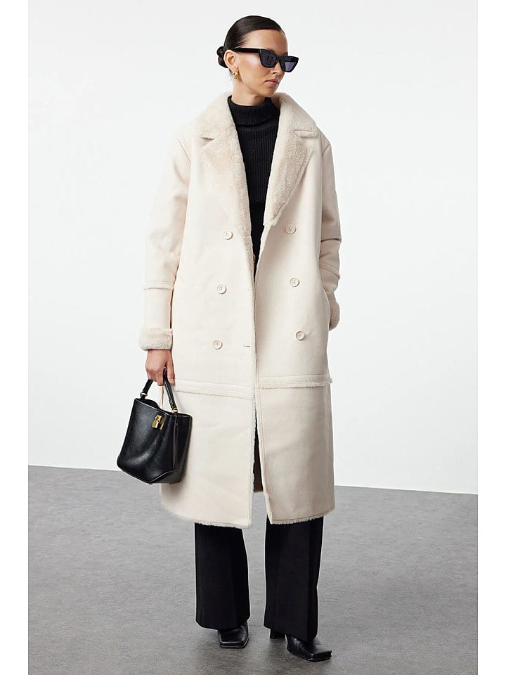 trendyol Płaszcz przejściowy w kolorze kremowym rozmiar: 38