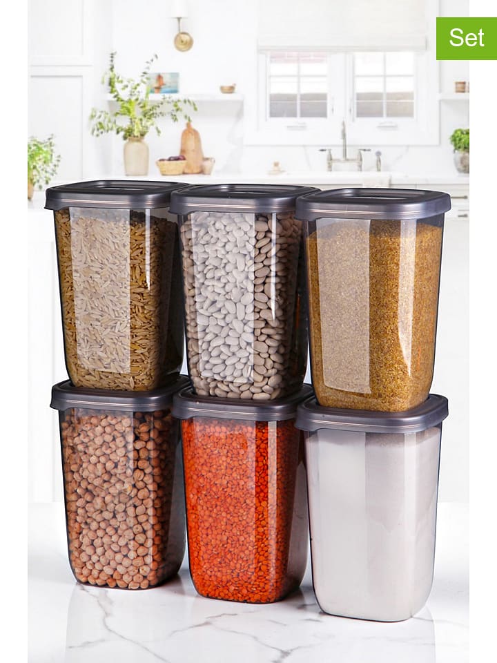 Violeta Home Pojemniki (6 szt.) w kolorze szarym - 10 x 16 x 10 cm rozmiar: onesize