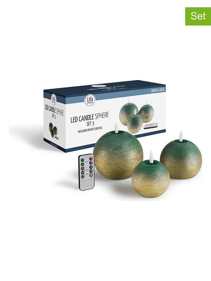 Lifa Living Świece LED (3 szt.) w kolorze zielono-żółtym rozmiar: onesize
