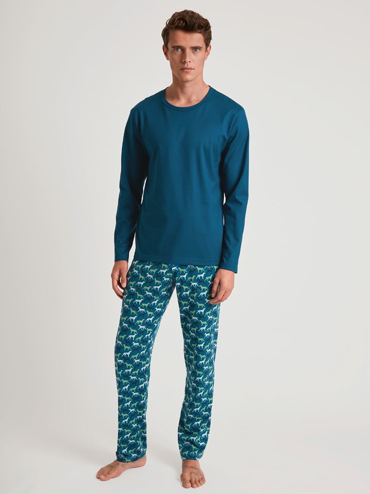 Calida Spodnie piżamowe w kolorze niebiesko-zielonym rozmiar: L