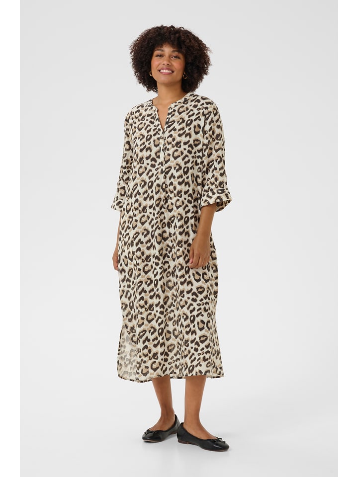 Kaffe Lniana sukienka w kolorze beżowym rozmiar: L/XL