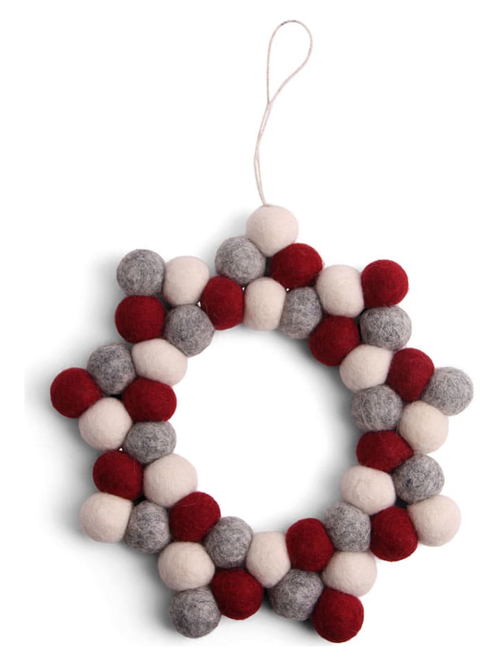 Gry & Sif Zawieszka dekoracyjna "Ball Star" w kolorze szaro-czerwonym - Ø 17 cm rozmiar: onesize