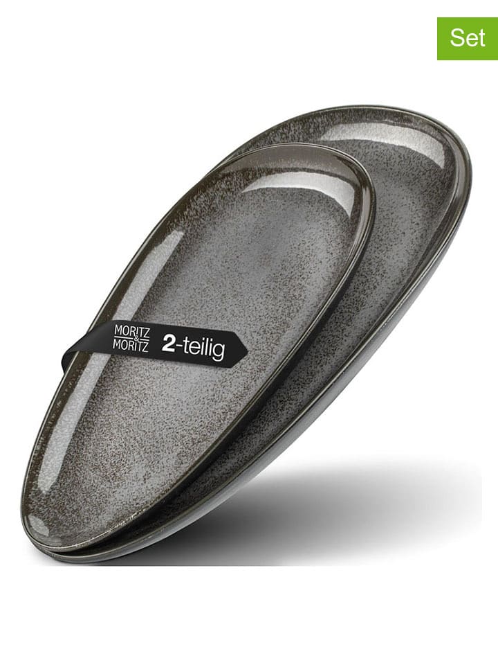 Moritz & Moritz Talerze (2 szt.) "Vida" w kolorze antracytowym do serwowania rozmiar: onesize