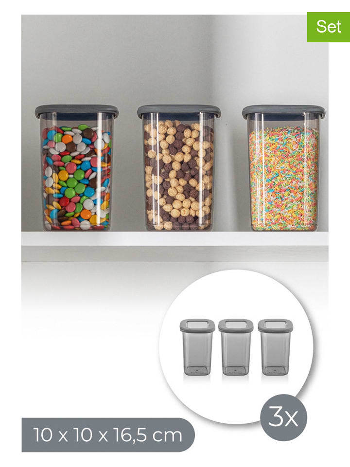 Violeta Home Pojemniki (3 szt.) w kolorze szarym - 1,2 l rozmiar: onesize