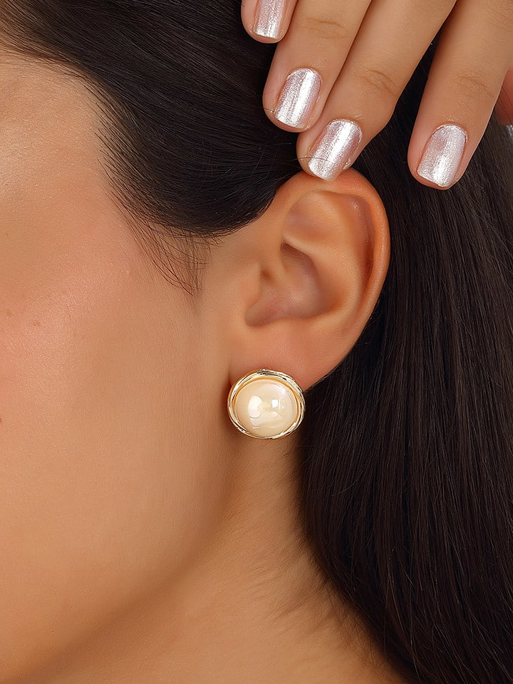 Nakkash Pozłacane kolczyki-wkrętki z cyrkoniami i perłami rozmiar: onesize