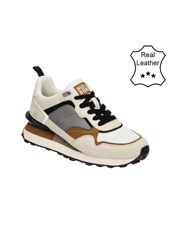 Bullboxer Skórzane sneakersy w kolorze kremowo-szarym rozmiar: 42