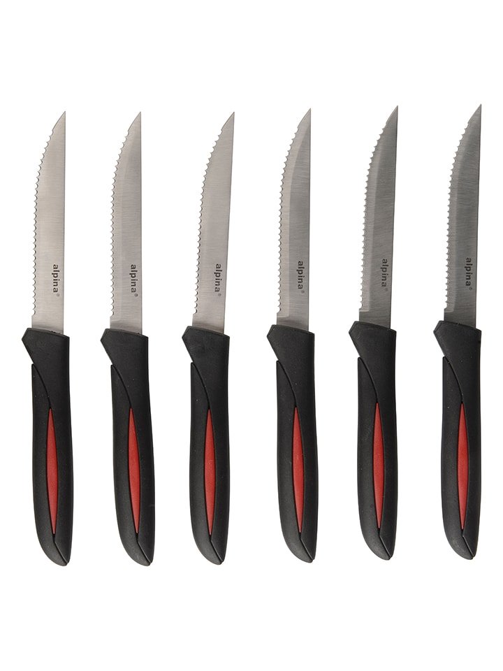 Alpina Noże (12 szt.) w kolorze czarnym do steków - wys. 22,8 cm rozmiar: onesize