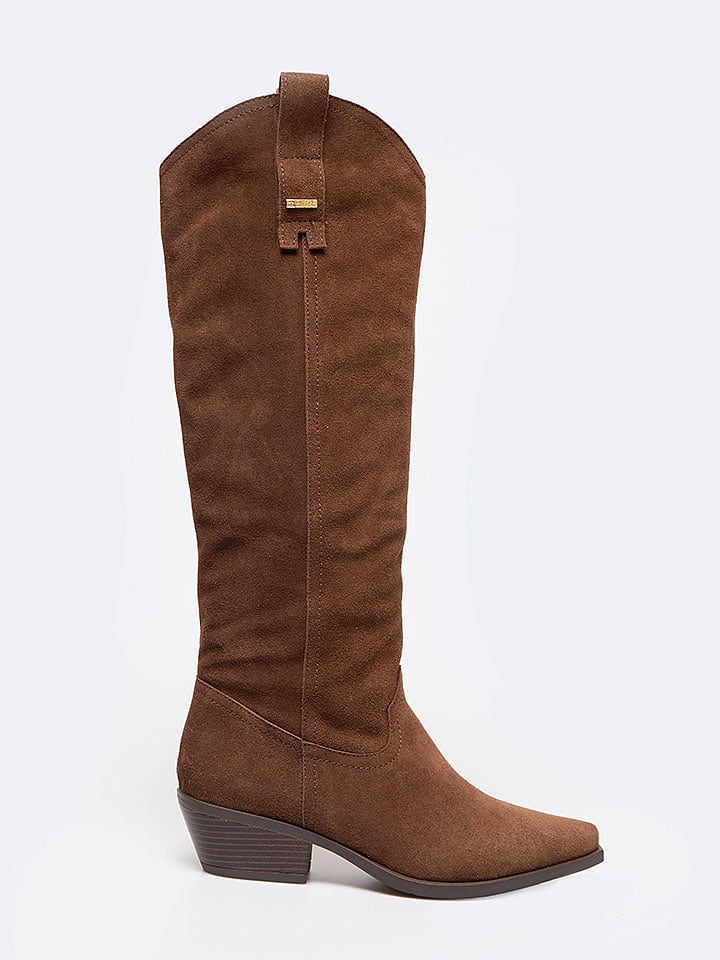 BIG STAR Skórzane kozaki w kolorze jasnobrązowym rozmiar: 39