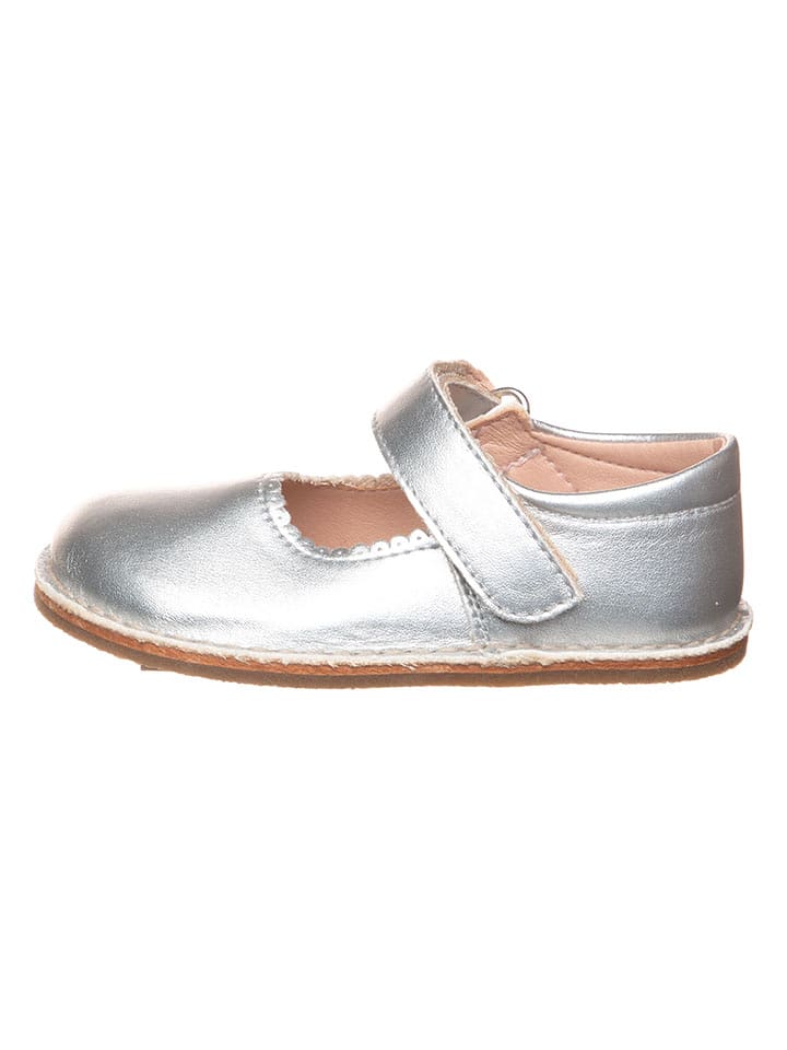 lamino Skórzane baleriny w kolorze srebrnym z paskiem rozmiar: 28