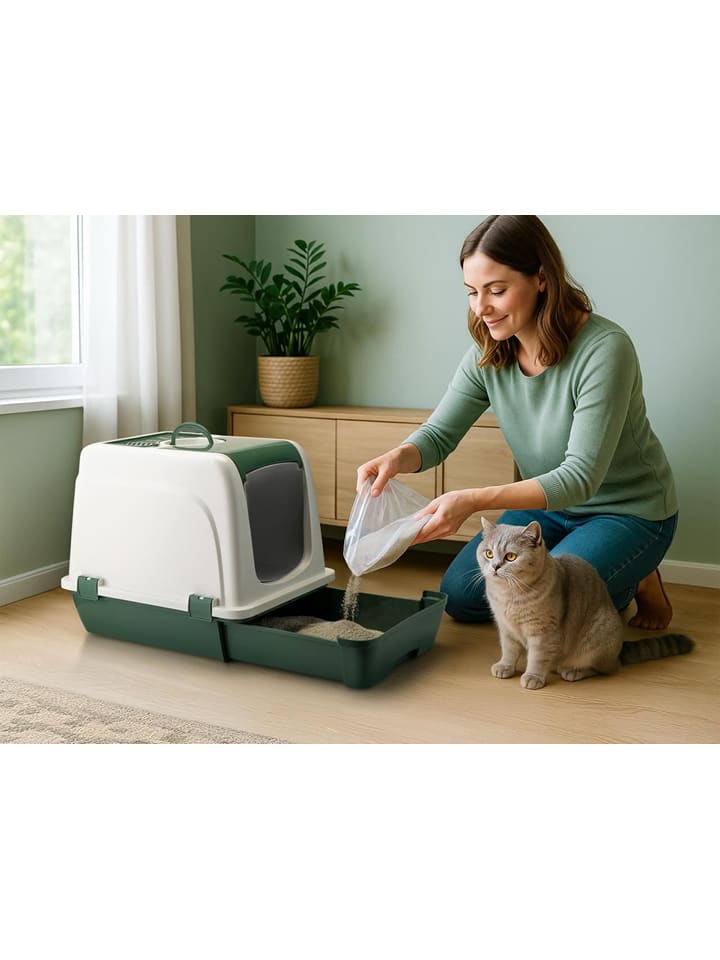 Paws&Whiskers Kuweta w kolorze biało-zielonym dla kota - 39,5 x 47 x 55 cm rozmiar: onesize