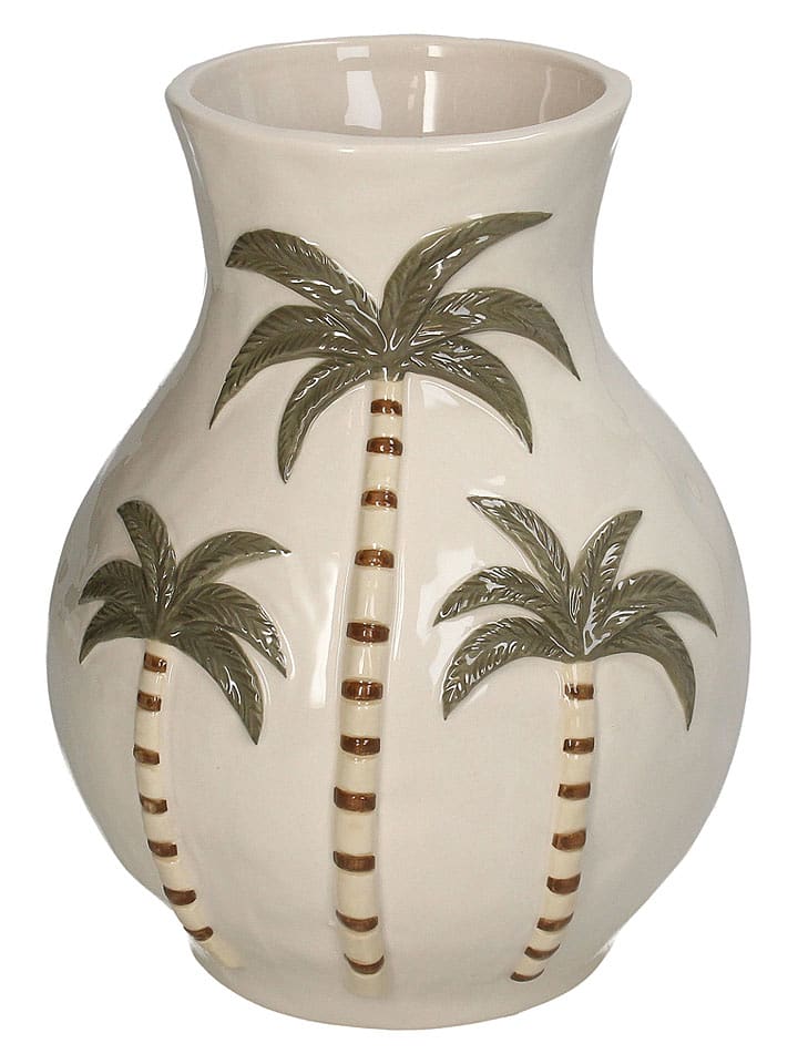 Kersten Wazon "Palm Tree" w kolorze kremowo-zielonym - wys. 21,8 x Ø 17 cm rozmiar: onesize