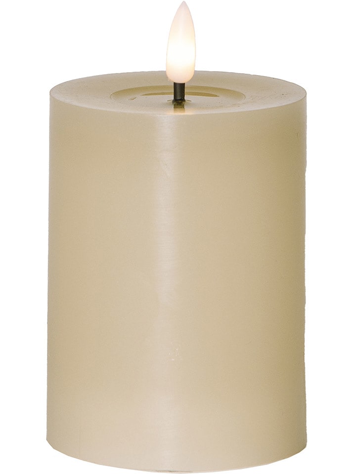 STAR Trading Świeca LED "Flame Flow Pillar" w kolorze beżowym - wys. 12,5 x Ø 7,5 cm rozmiar: onesize