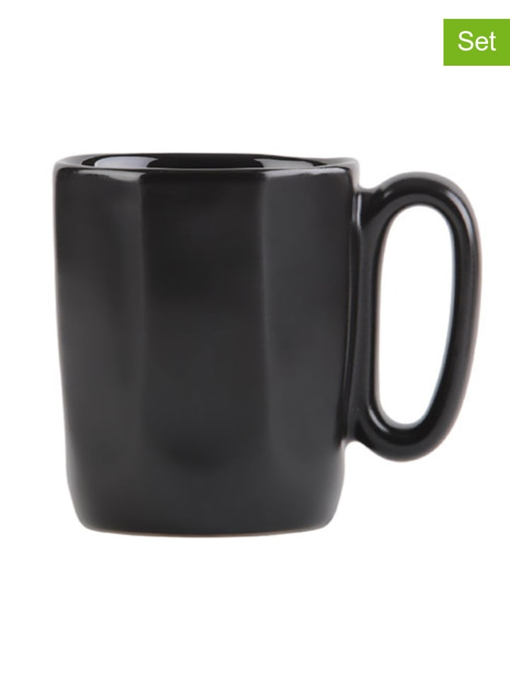 Vialli Design Filiżanki (2 szt.) "Fuori" w kolorze czarnym do espresso - 80 ml rozmiar: onesize