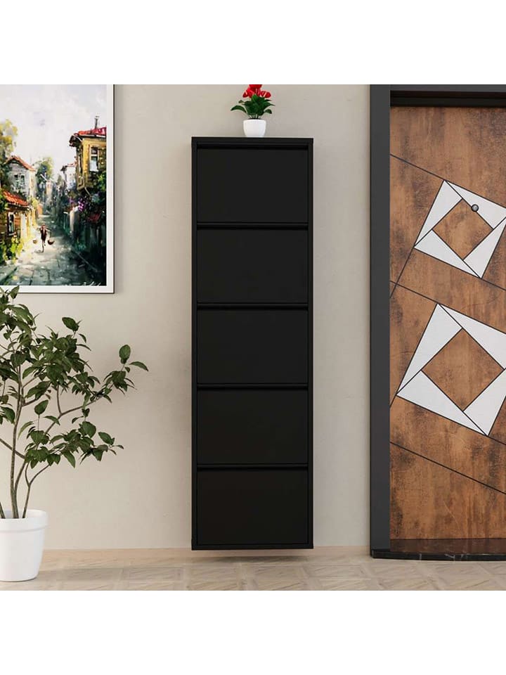 Scandinavia Concept Szafka w kolorze czarnym na buty - 50 x 169 x 15 cm rozmiar: onesize