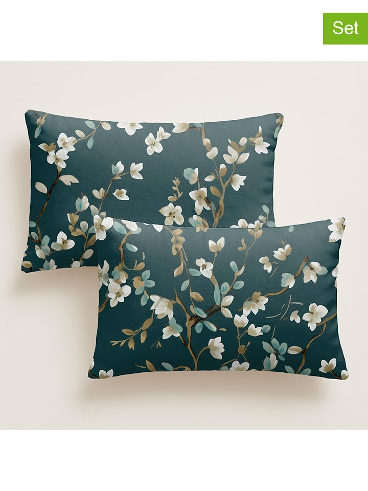 Pierre Cardin Perkalowe poszewki (2 szt.) w kolorze zielonym na poduszkę rozmiar: 50x80 cm