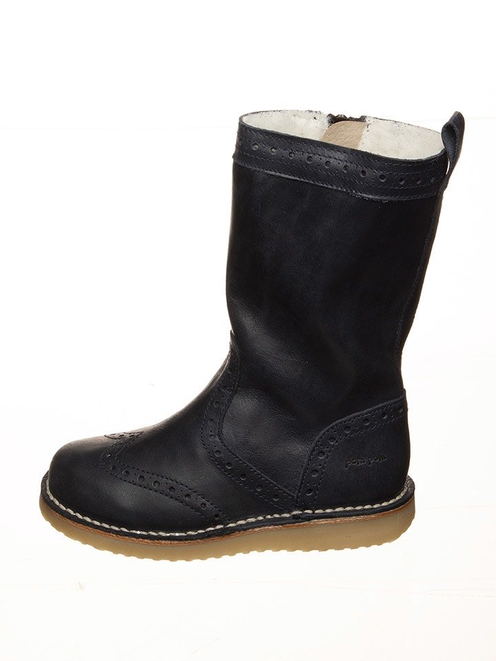 POM POM Skórzane kozaki zimowe w kolorze granatowym rozmiar: 27