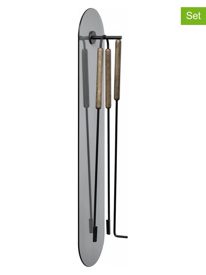 Blomus 3-częściowy zestaw kominkowy "Ashi" w kolorze jasnoszaro-czarno-jasnobrązowym rozmiar: onesize