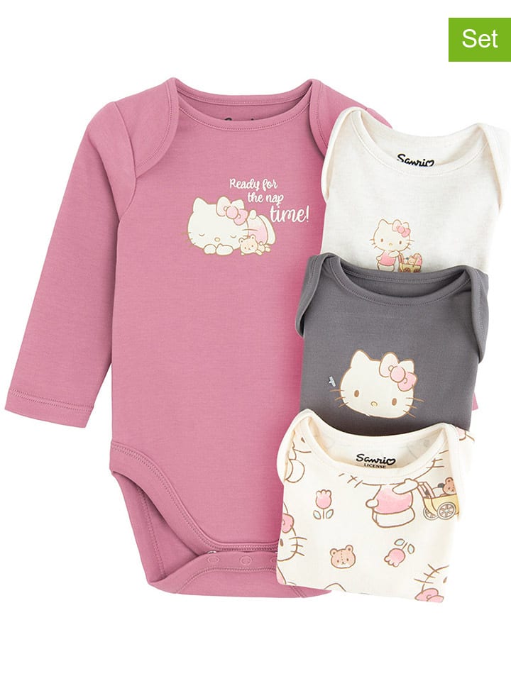 COOL CLUB Body (4 szt.) w kolorze antracytowo-jasnoróżowo-kremowym rozmiar: 92