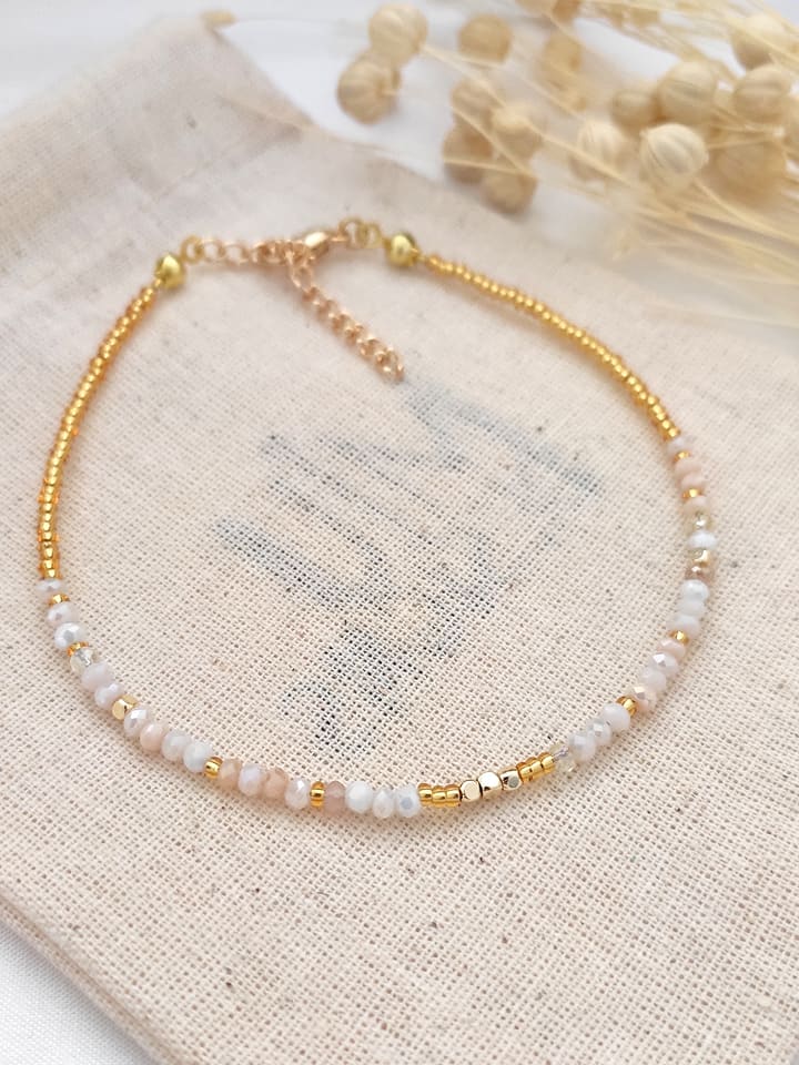 atelier MIU Pozłacana bransoletka z kryształami na kostkę rozmiar: onesize