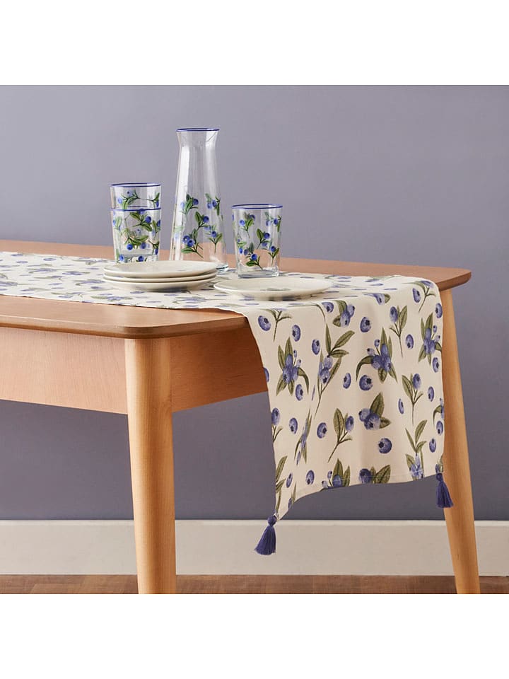 BELLA MAISON Bieżnik "Blueberry" w kolorze zielono-biało-niebieskim rozmiar: 50x150 cm