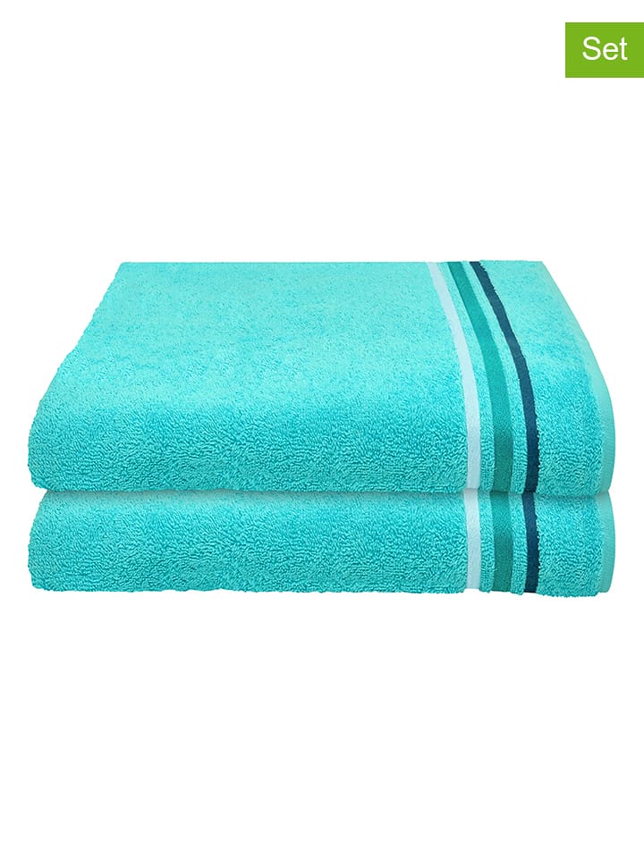 Schiesser Ręczniki prysznicowe (2 szt.) "Skyline" w kolorze turkusowym rozmiar: 70x140 cm