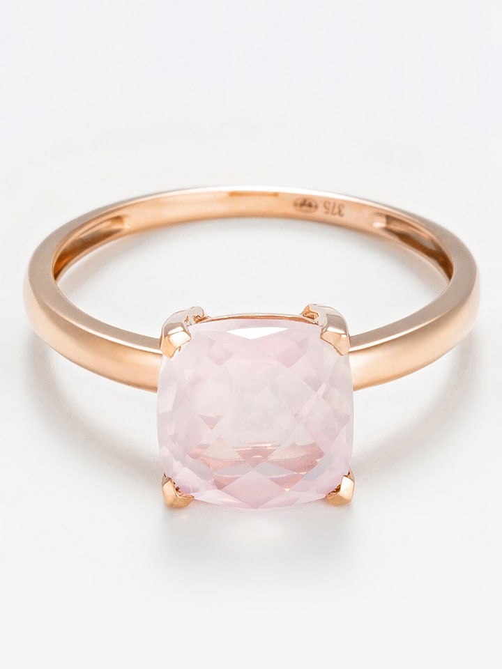 DIAMANTA Złoty pierścionek "Quartz Unique" z różowym kwarcem rozmiar: 50