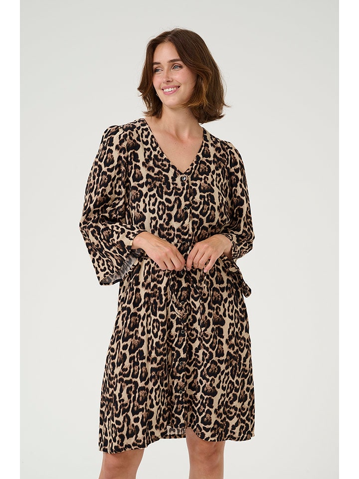 Kaffe Sukienka w kolorze beżowo-czarno-brązowym rozmiar: 46