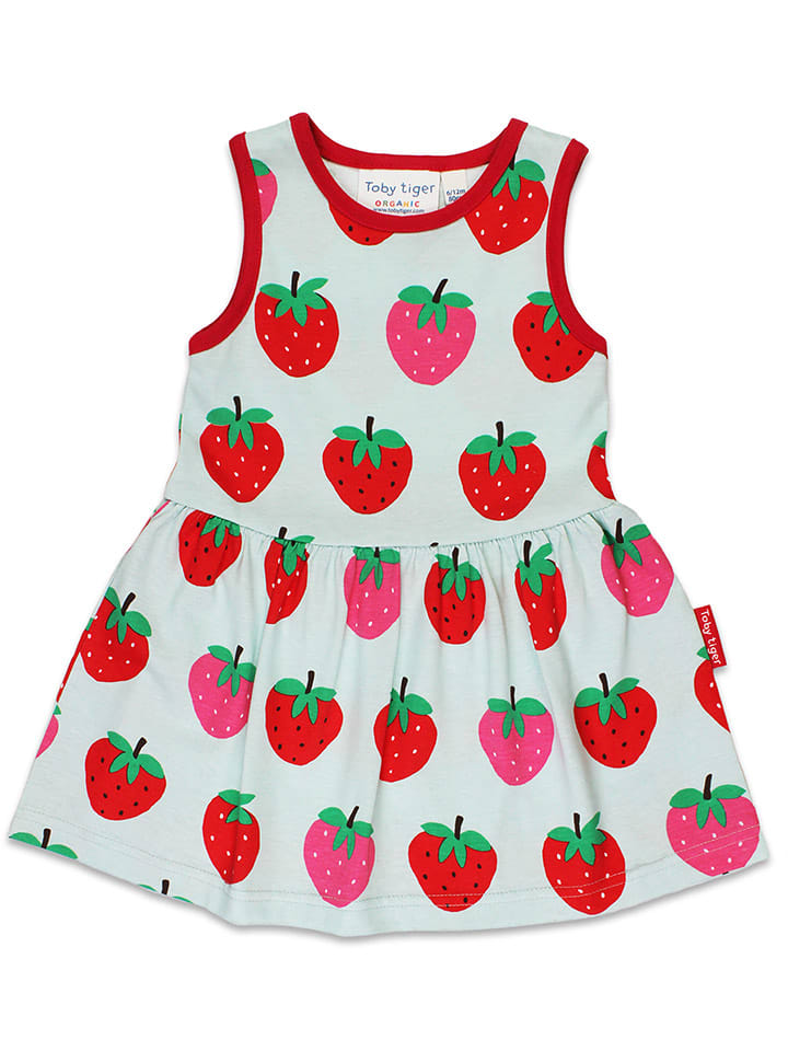 Toby Tiger Sukienka "Strawberry" w kolorze biało-czerwonym rozmiar: 122