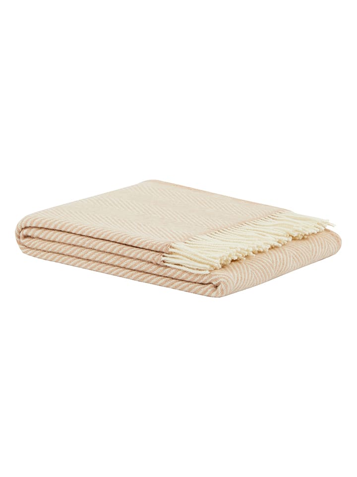 Lanerossi Wełniany koc "Iseo Spina" w kolorze brzoskwiniowo-kremowym - 170 x 130 cm rozmiar: onesize