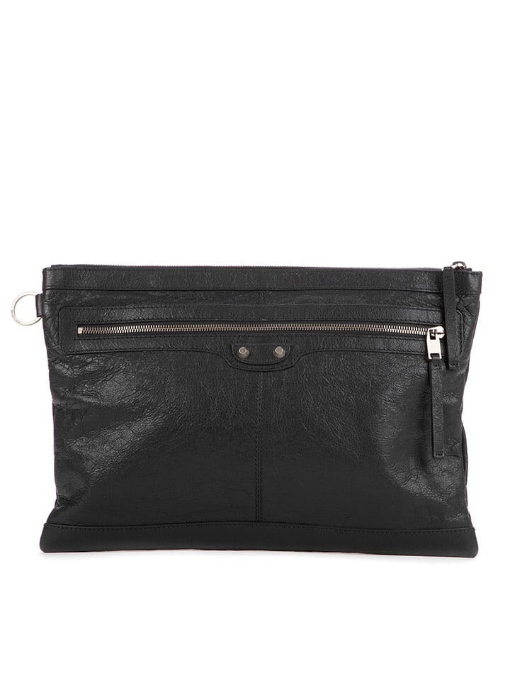 Balenciaga Skórzana kopertówka w kolorze czarnym - 37 x 24 x 2 cm rozmiar: onesize