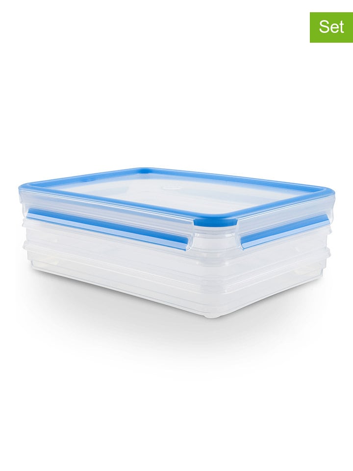 Emsa Pojemniki (3 szt.) "Clip & Close" w kolorze niebieskim na żywność - 1 l rozmiar: onesize