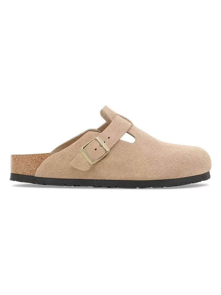 Birkenstock Skórzane chodaki "Boston Leve" w kolorze beżowym rozmiar: 41