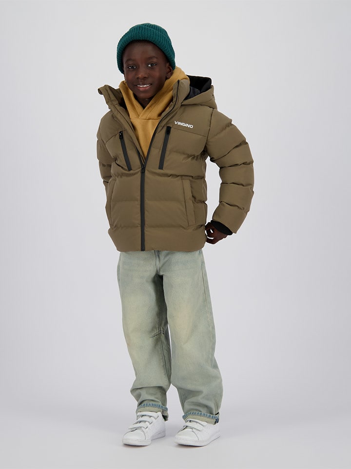 Vingino Kurtka pikowana "Thorther" w kolorze oliwkowo-czarnym rozmiar: 164