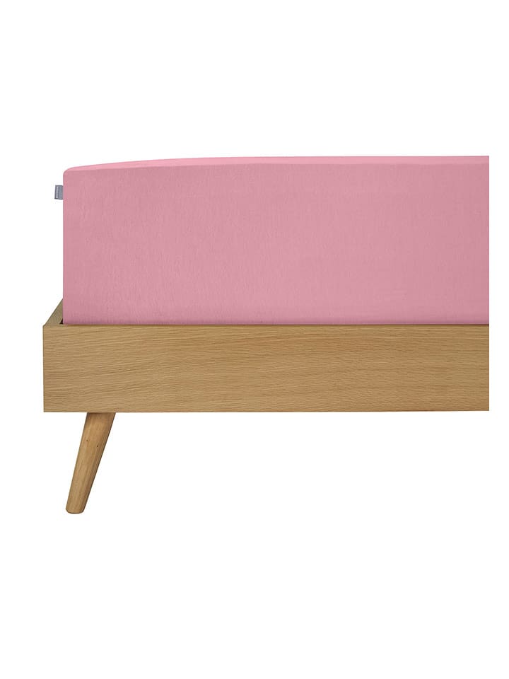 Schiesser Flanelowe prześcieradło "Finni" w kolorze jasnoróżowym na gumce rozmiar: 90x200 cm