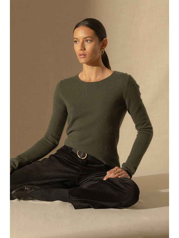 Perfect Cashmere Kaszmirowy sweter "Oprah" w kolorze khaki rozmiar: M
