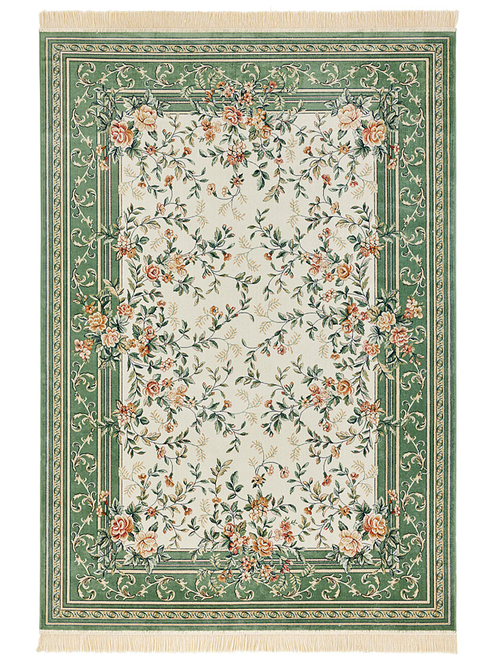 Nouristan Dywan tkany "Antik Flowers" w kolorze kremowo-zielonym rozmiar: 135x195 cm