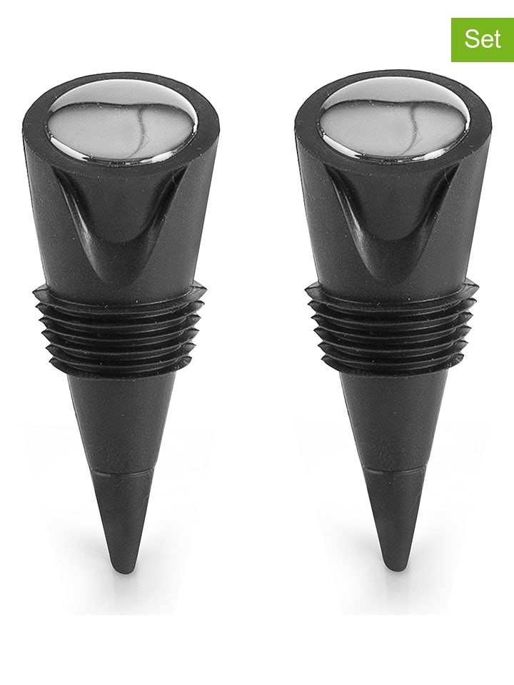 Ibili Zatyczki (2 szt.) w kolorze czarnym do wina - wys. 6 cm rozmiar: onesize